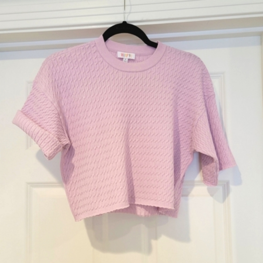 NWOT Wayf '98 Pink Cable Knit Crop Tee